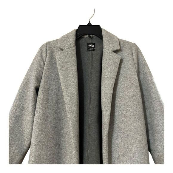 Zara Women's Size Small Gray Open Front Long Overcoat Coat - Picture 2 of 4